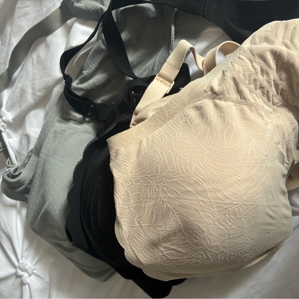 Set of Black, Gray, and Cream Nursing Bras